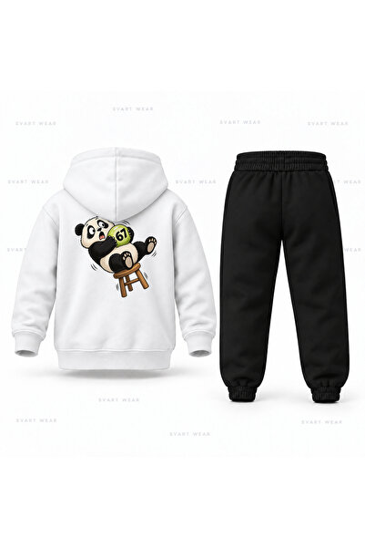 SVART WEAR ستي سيڤن 67 طقم بدلة رياضية للأطفال مطبوع عليها كرسي الباندا
