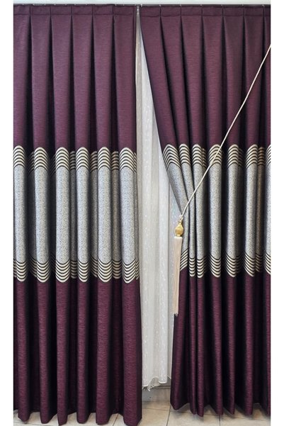ISSA TEKSTIL issa fon perde BORDO RENGİ ((tek kanat))(sık pile)((en 100 x 250...
