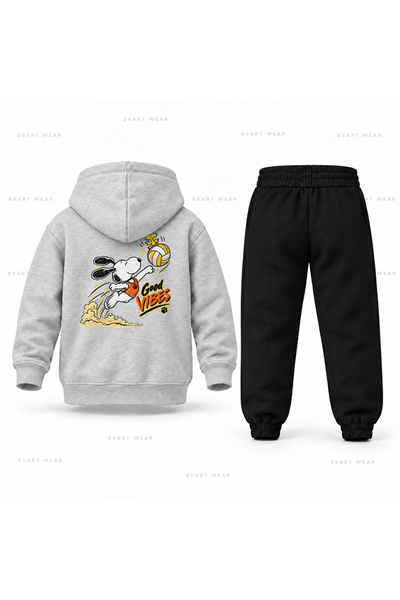 SVART WEAR طقم بدلة رياضية للأطفال مطبوع عليها سنوبي للكرة الطائرة