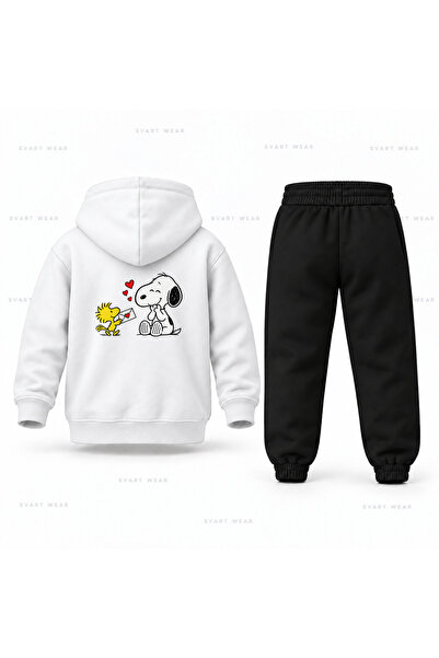 SVART WEAR Σετ παιδικής φόρμας με κουκούλα με στάμπα Snoopy Friendship Letter