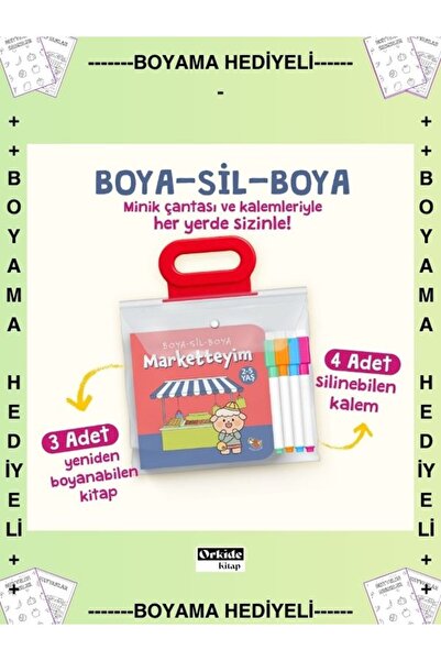 Uçan Kitap Boyamalı - Boya Sil Boya 2 Marketteyim Evdeyim Parktayım 2 5 yaş , Şeyma Kara Okul Öncesi