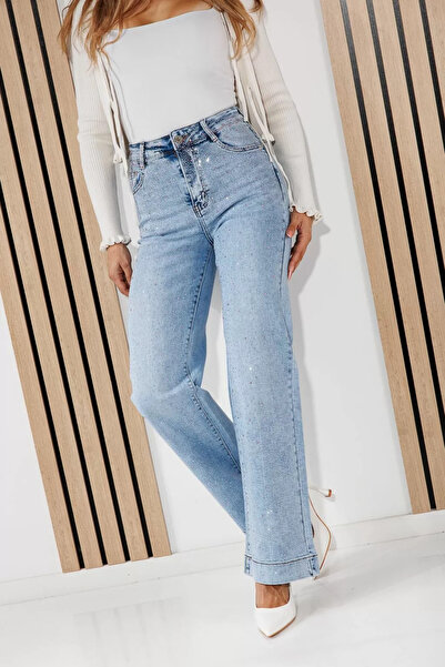 Zaira Blugi Wide Leg Fit Dama Alma Albastri #A1458 - L