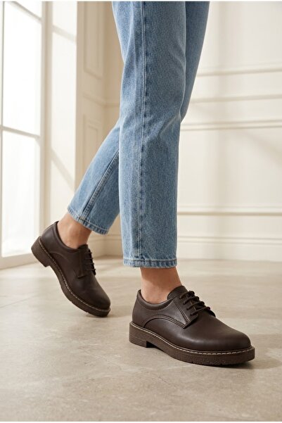 Seles Mod Atlas Kahverengi Kadın Oxford & Loafer Bağcıklı Günlük Ayakkabı