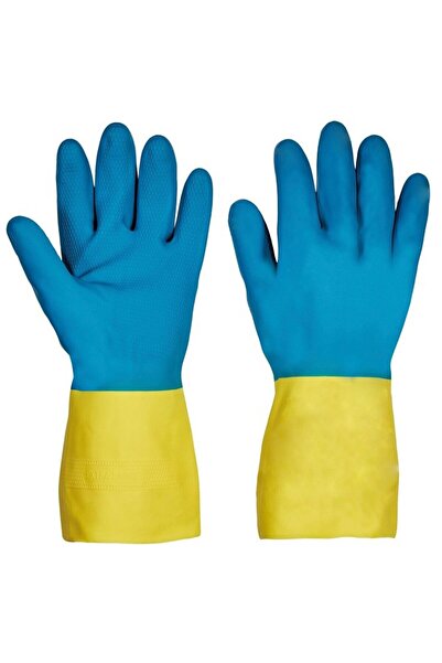 OEM Casia household gloves, latex, blue + yellow, size 10