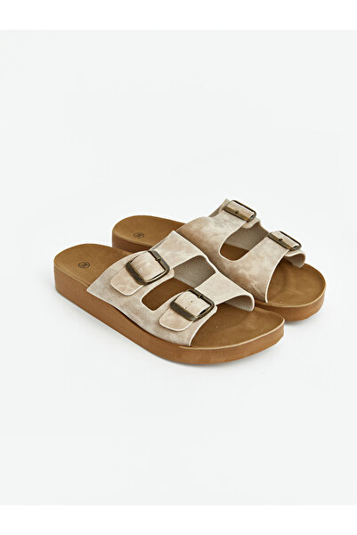 LC Waikiki Vizyon New Season Beige Suede Look Women's Slippers
