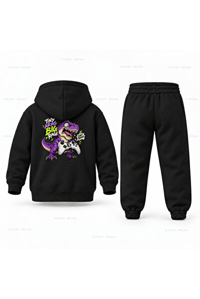 SVART WEAR Six Seven 67 Control Dino Детски комплект анцуг с качулка и принт