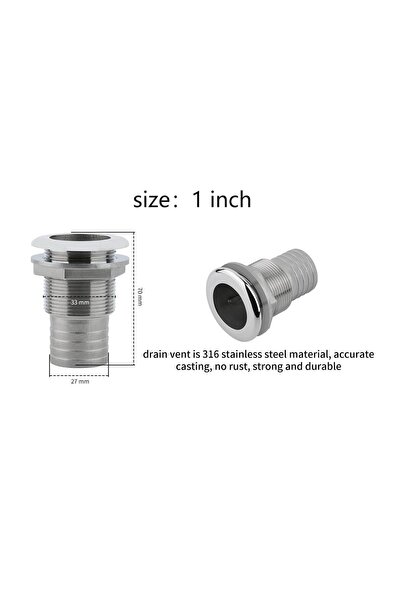 Choice ALS1104B 316 Stainless Steel Boat Thru Hull Fitting Connector High Qua...