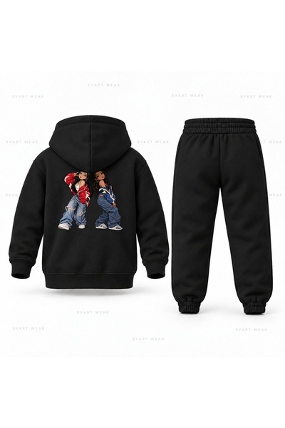 SVART WEAR طقم بدلة رياضية للأطفال مطبوعة من KATSEYE Lara Sophia Chibi