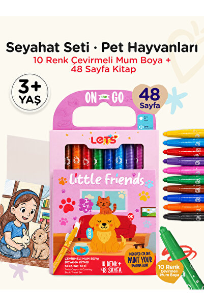 Lets Mum Boya Seyahat Seti – 10 Renk + Boyama Kitabı Pet Hayvanlar Temalı | L...