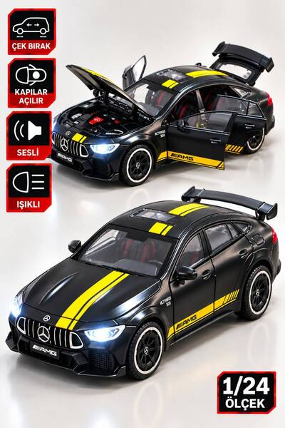 Fidan oyuncak 1:24 Ölçek Mercedes AMG GT 4 Kapı Metal Model Araba Işıklı Sesl...