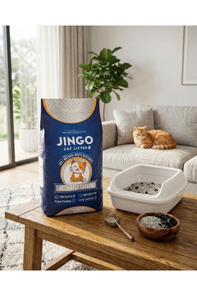 Generic Brand رمل قطط جينجو متكتل من البنتونيت الأبيض الطبيعي 100% برائحة الي...