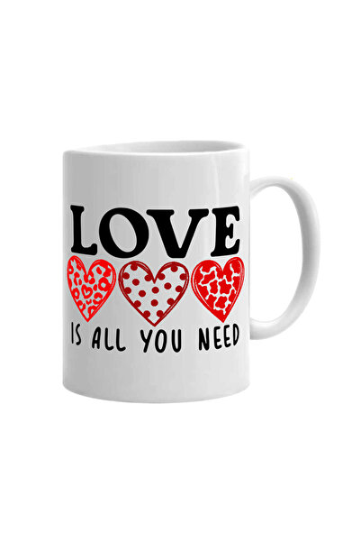 AFFIX THE DIFFERENT PERSPECTIVE Cana alba personalizata, interior si maner alb, 350ml, Love is all you need Model 1