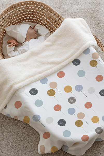Tuğba Kuğu Plush Double Face Blanket - Dreamy Balloons