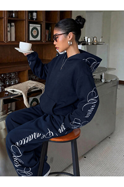 macklin Unisex Women's Men's Martini Girl Printed Oversize 3 Thread Hooded Sw...