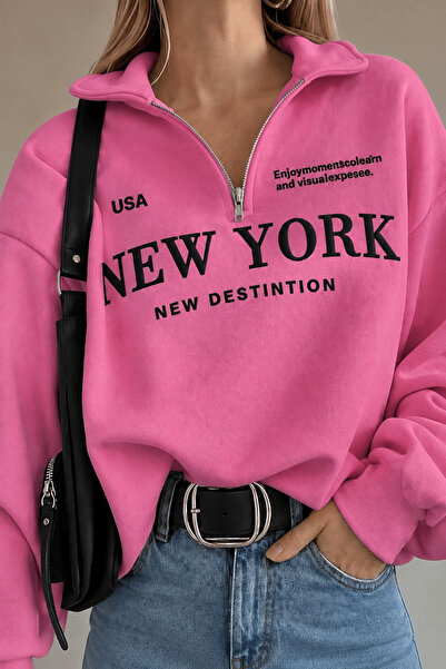 Vordevia Women's New York Half-Zip Oversize 3 Thread Sweatshirt