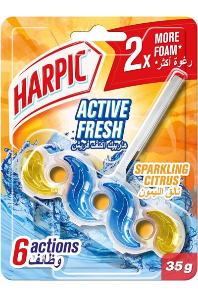 Harpic Active Fresh Toilet Cleaner Rim Block, Sparkling Citrus Scent, 35g x 2