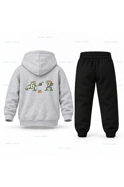 SVART WEAR Six Seven 67 Παιδικό Σετ Φόρμας με Κουκούλα με Στάμπα Tennis Maci