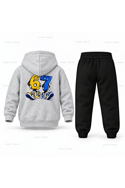 SVART WEAR Six Seven 67 Παιδικό Σετ Φόρμας με Κουκούλα με Αριθμημένα Σχέδια κ...