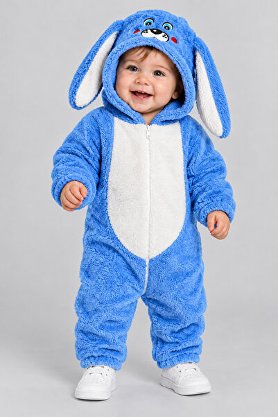 caddekids Tavşan Kulaklı Welsoft Peluş Bebek Tulum Kapüşonlu Fermuarlı Kışlık...
