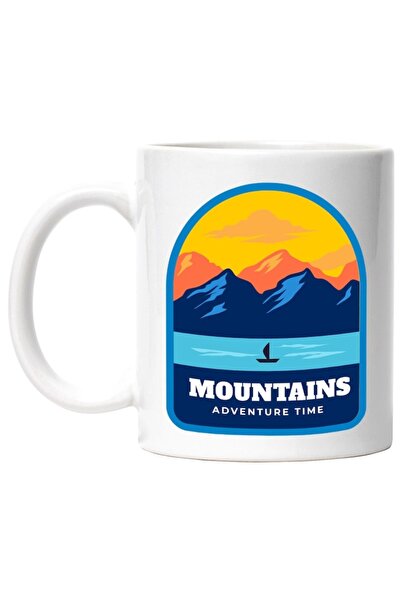 INOVATIX Personalized white mug, Mountains Adventure Time, Sunset, Lake, Boat...