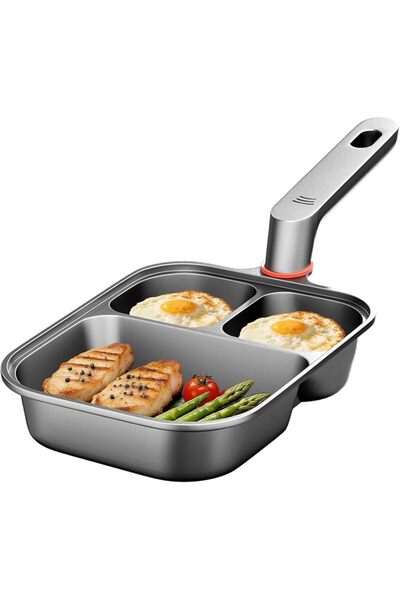ALMEKAQUZ Non-stick Pancake Pan, 3-in-1 Compartmentalized Breakfast Griddle, ...