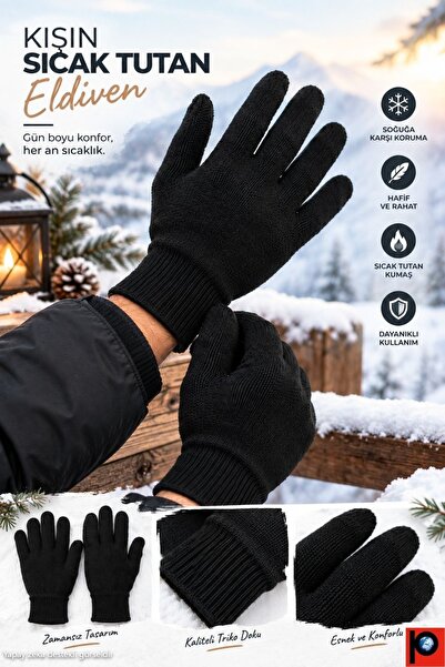 vedat paker giyim sanayi Men's Winter Knitwear Gloves Black Knitted Gloves Wa...