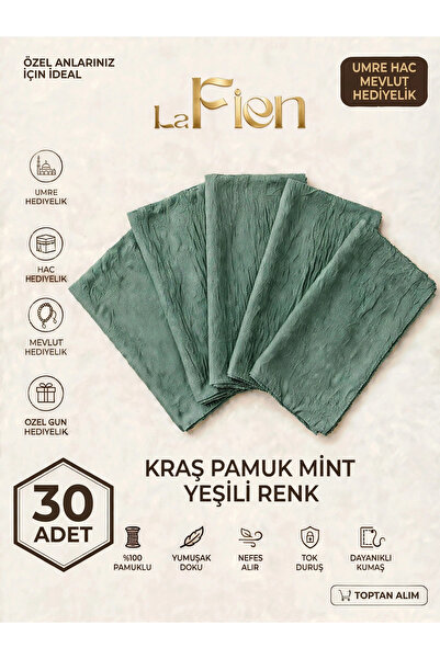 La Fien وشاح قطني مخيط بلون واحد من الخيزران (30 قطعة) 100x100 سم