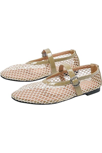 GENERAL SEAUR Mesh Ballet Flats for Women with Adjustable Mary Jane Strap Mes...