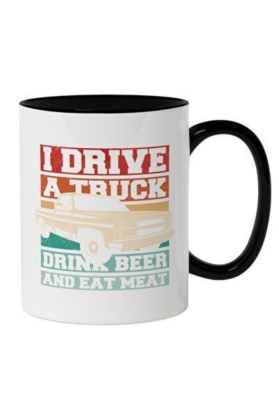 INOVATIX Cana alba personalizata, I Drive A Truck Drink Beer And Eat Meat,Mas...