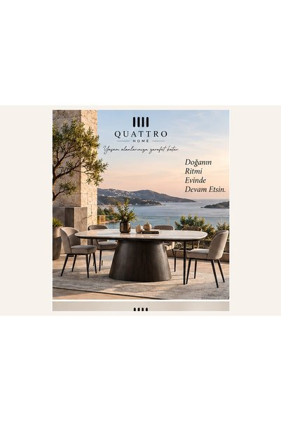 QUATTRO HOME Vista 2016 Modern Elips Konik Ahşap Ayaklı Mermer Desenli Yemek ...
