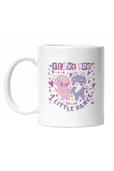 INOVATIX Cana alba personalizata, I Love You So I Do A Little Dance,Doi Ursul...