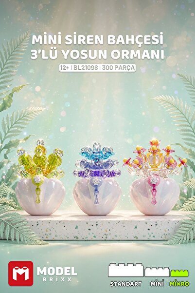 ModelBrixx Balody Mini Siren Bahçesi – 3'lü Yosun Ormanı Yapı Bloğu Seti 300 ...