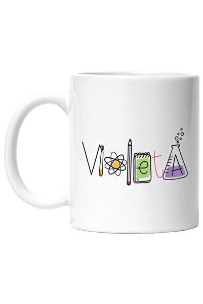 INOVATIX Personalized white mug, Name Violeta, School, Chemistry, Materials, ...
