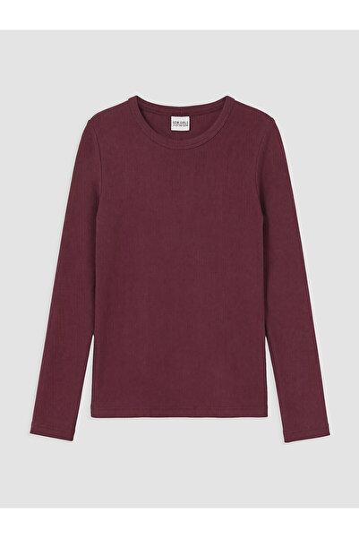 LC Waikiki Two Mt Shop Quality Lcw Kids Plum Long Sleeve Girls' T-Shirt