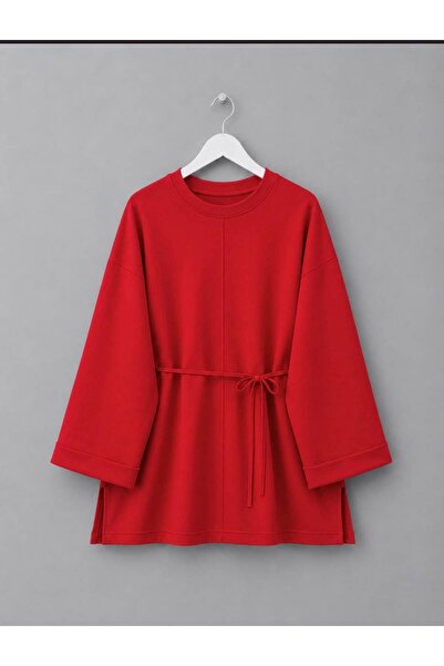 HİFADEN Women's Modal Fabric Elegant Tie-Detail Hijab Tunic