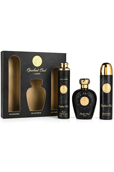 lattafa Set cadou Opulent Oud, 3 piese: Apă de parfum, Deodorant și Aftershave