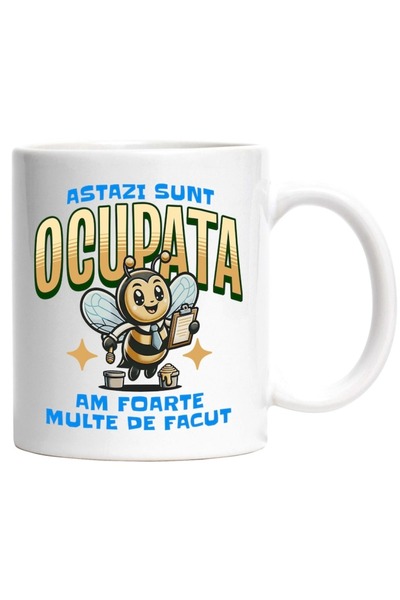 INOVATIX Cana alba personalizata,Albina Cu Cravata Si Miere Astazi Sunt Ocupa...