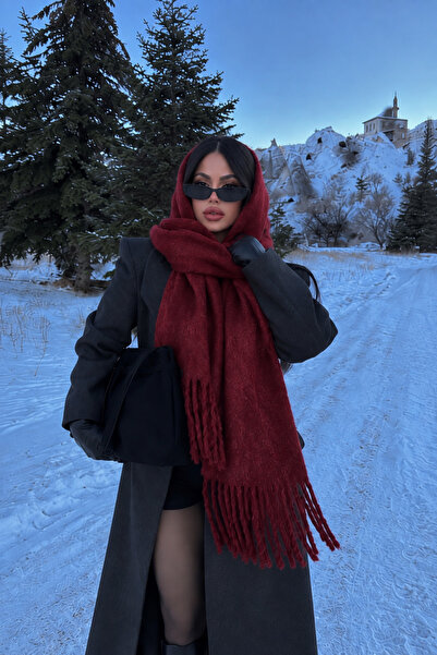 Mollycrush Women's Soft Textured Shawl |   Winter Tasseled Solid Color Scarf