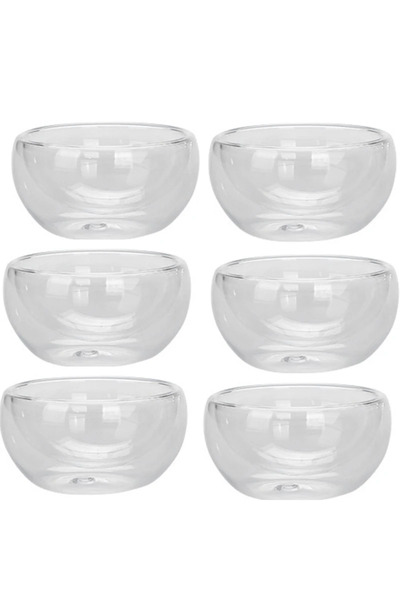 COOKER KinG 50ml 6Pcs 2/6Pcs Double Layer Glass Tea Cup Set Transparent Drink...