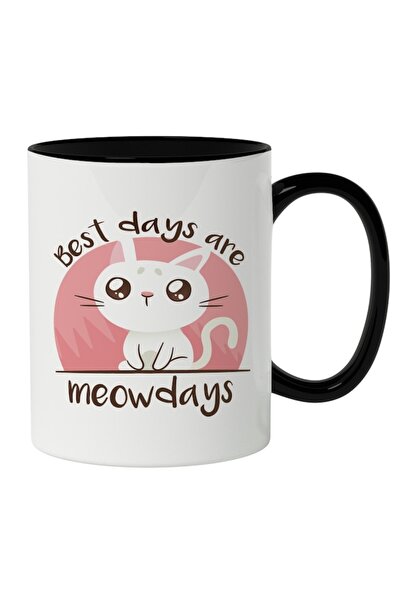INOVATIX Cana alba personalizata,Alba Cu Nas Roz, Best Days Are Meowdays,Pisi...
