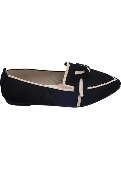 Generic Women's Pointed Toe Knit Ballet Flats, Comfortable Color Block Bow Sl...