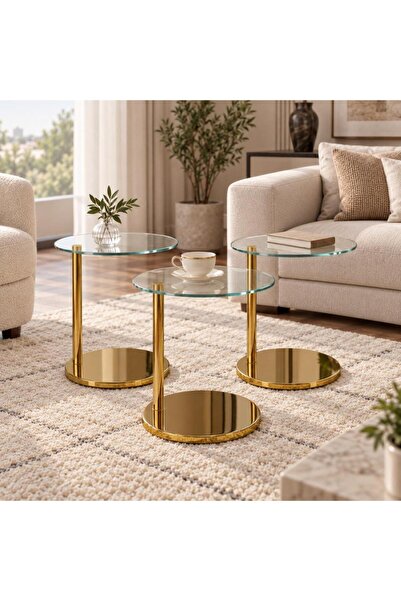 laverahome طقم طاولات جانبية دائرية 3 قطع بتصميم عصري |
