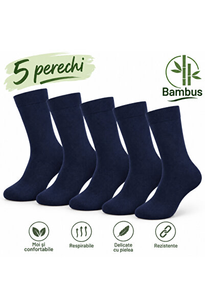 Pirin Hill Set de 5 perechi de șosete premium din bambus, albastru închis