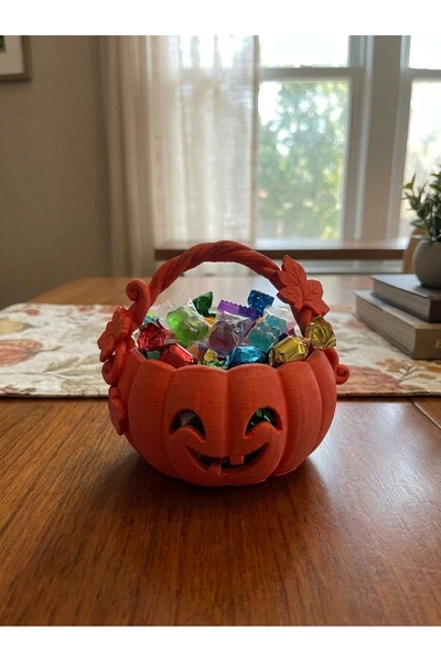 Halloween Cadılar Bayramı Temalı Dekoratif Balkabağı Kase Masaüstü Düzenleyici Organizer (10x8,5cm)