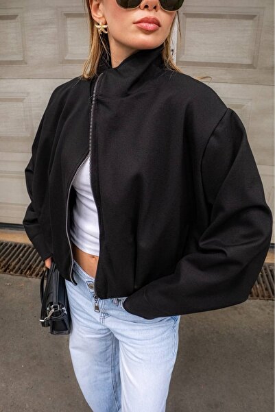 Avera Kadın Fermuarlı Günlük Rahat Kalın Premium Bomber Ceket Hırka