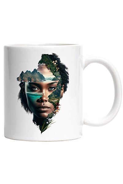 INOVATIX Personalized white mug, Portrait, Abstract Art, Island, Vegetation, ...