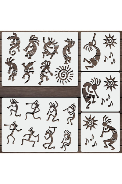 Choice 1 Set A4 and 6inch Kokopelli Stencils Tribal Style Painting Templates ...