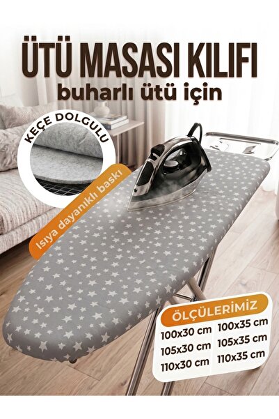 kılıfteks Ütü Masası Kılıfı 110x30 cm, Pamuklu, Sünger Dolgulu, İpli