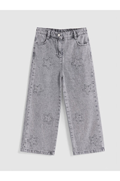 LC Waikiki Two Mt Shop Quality Lcw Kids Gray Denim Stoned Wideleg Elastic Wai...