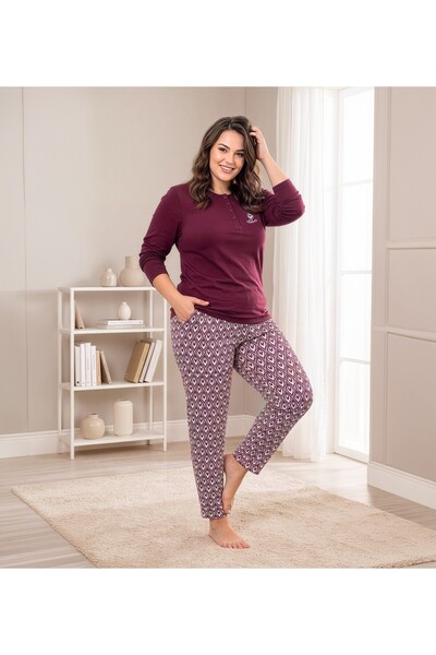 REN Women's Cherry 100% Cotton Toku Fabric Oversize Comfortable Fit Pajama Set